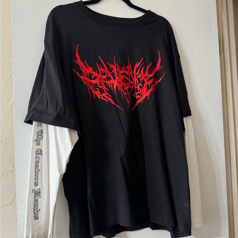 Revenge LS Black and Red Graphic Men's Shirt
